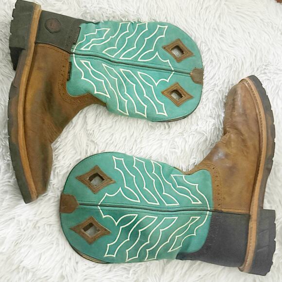 JUSTIN BOOTS | Derrickman Waterproof Steel Toe Western Boots Turquoise Size 9 D main image 5